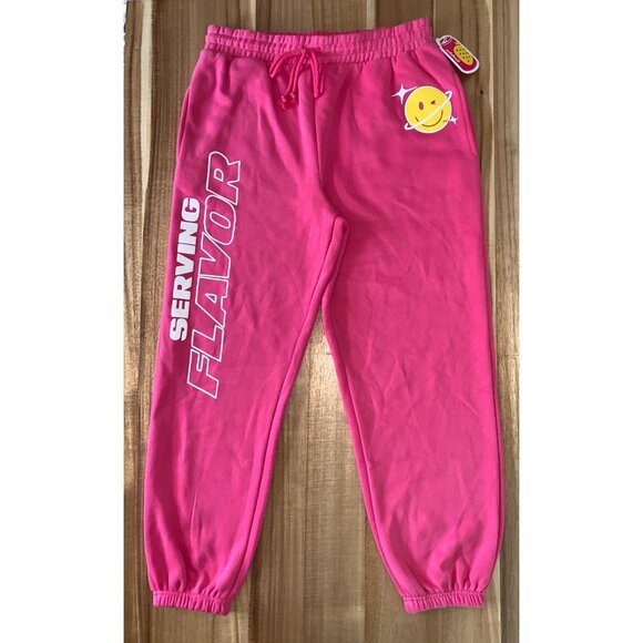 Poppi Womens Serving Flavor Print Pink Jogger Sweatpants With Pockets Size Large - Picture 1 of 13